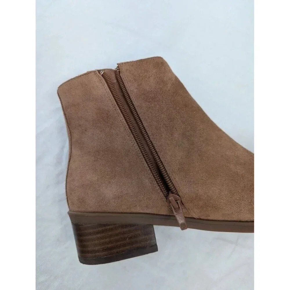 Bella~Vita Brown suede ankle boots with fringe, 1 inch heel, women's size 7 - Picture 11 of 14